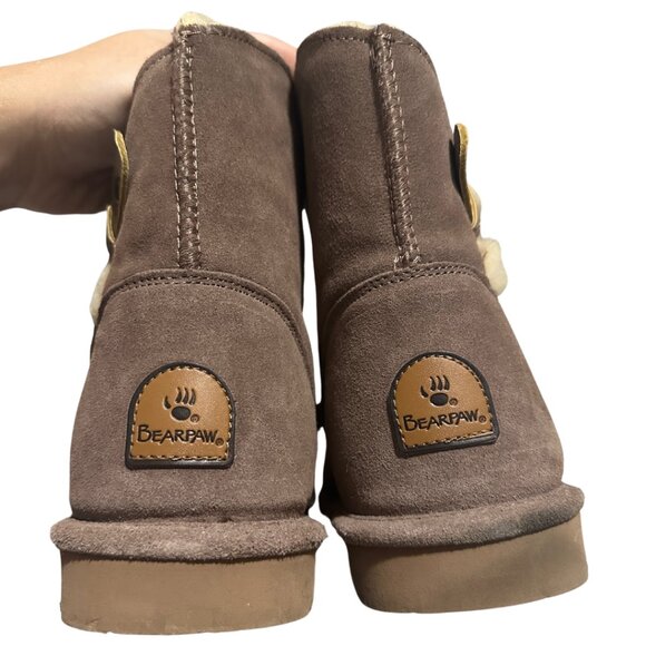 Women's Taupe Brown Strap BearPaw Boots Size 10 - Picture 12 of 13